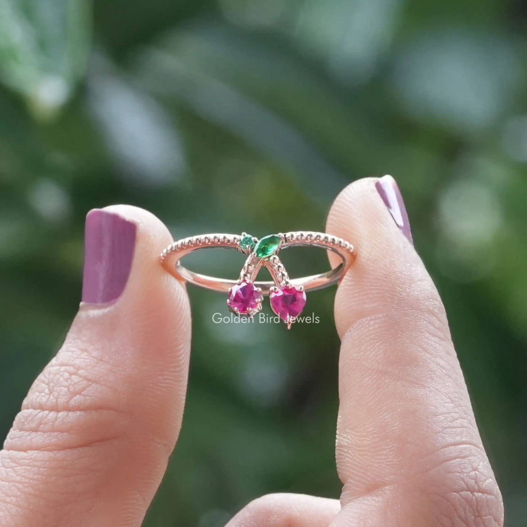 Emerald And Ruby Studded Gold Ring