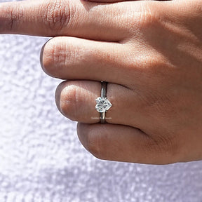 View of Heart Shaped Moissanite Engagement Ring In Finger