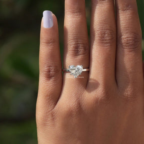 View of Heart Cut Solitaire Engagement Ring In White Gold