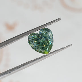 Blue Green Heart Loose Moissanite