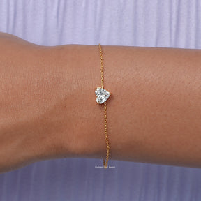 View of heart Cut diamond chain Bracelet