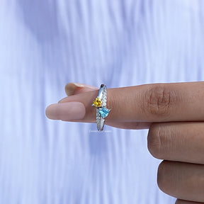 In finger front View of Heart Shaped Accent Stone Ring