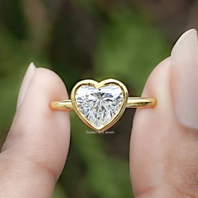 Heart Shaped Lab Diamond Bezel Set Ring