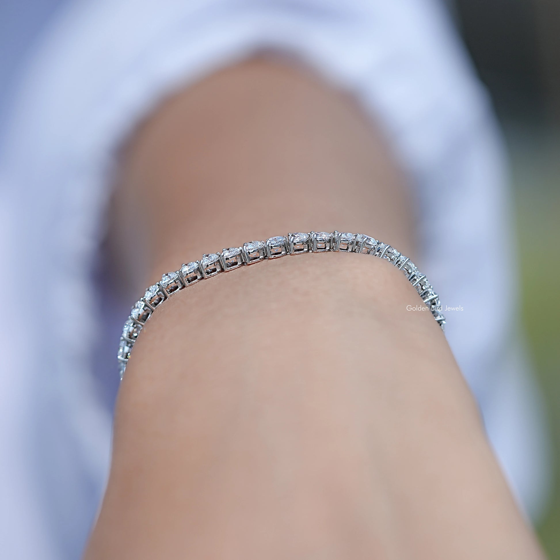 Heart Cut Diamond Tennis Steel Bracelet in Unique Pattern 
