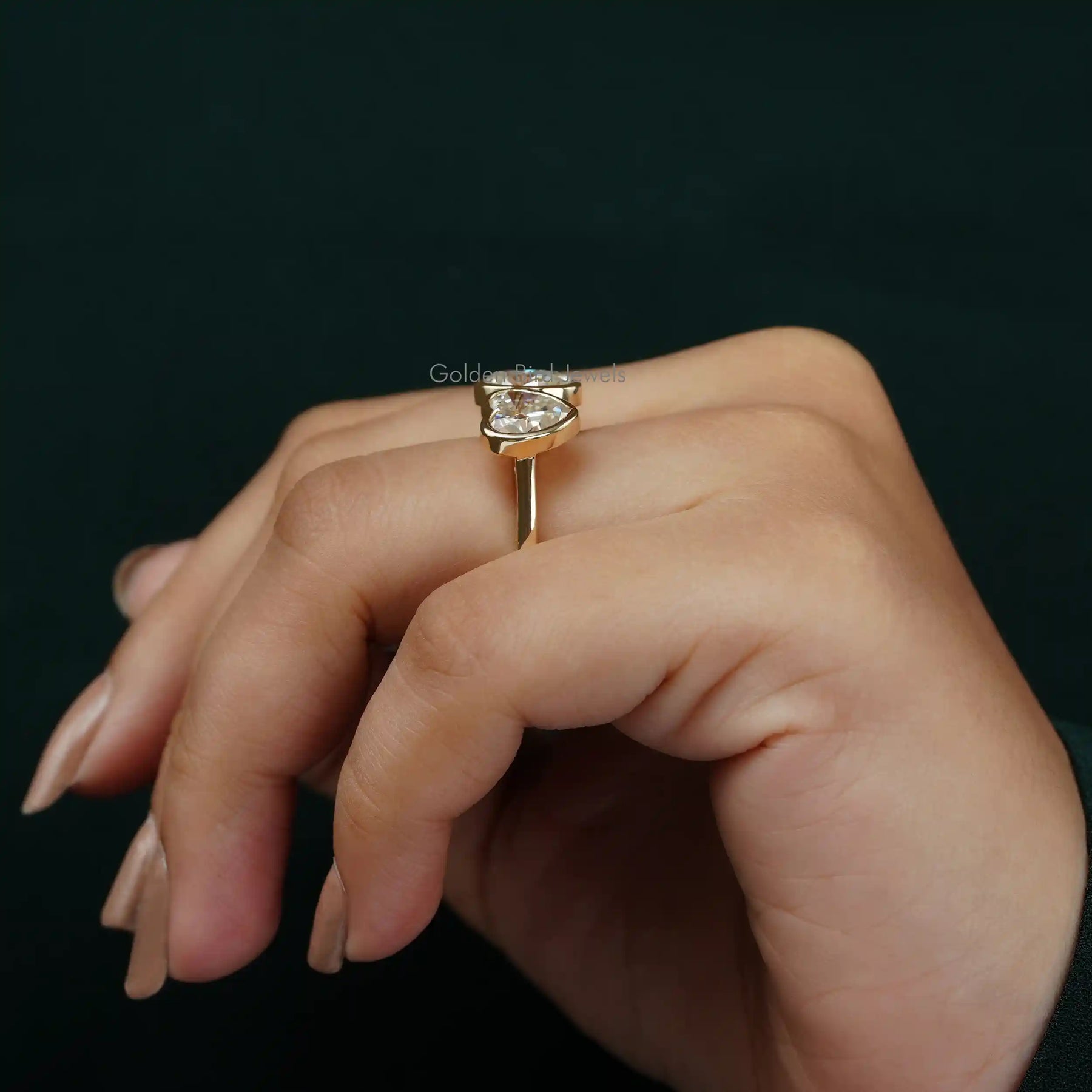 [Toi Et Moi Oval And Heart Cut Moissanite Wedding Ring]-[Golden Bird Jewels]