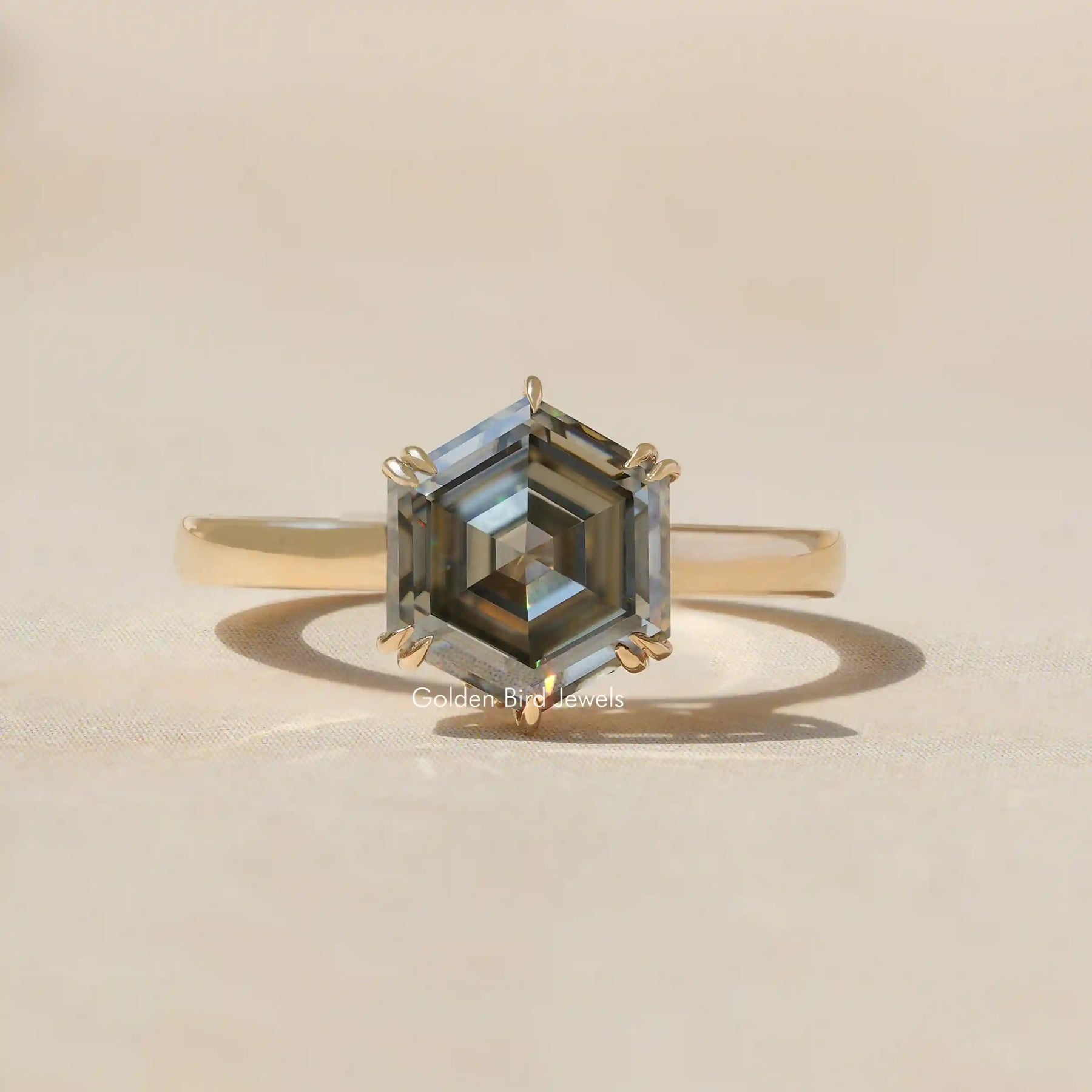 [Hidden Halo Moissanite Engagement Ring]-[Golden Bird Jewels]