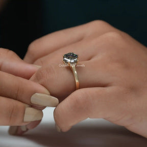 [Hexagon Cut Moissanite Ring Crafted With Yellow Gold]-[Golden Bird Jewels]