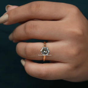 [Moissanite Hidden Halo Engagement Ring Made Of 14k Yellow Gold]-[Golden Bird Jewels]