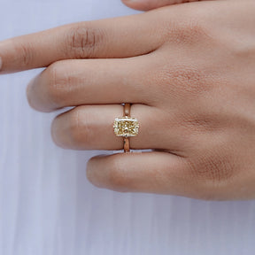 Yellow Radiant Cut Moissanite Engagement Ring