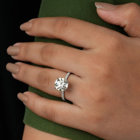 View of Old European Round Cut Ring In White Gold