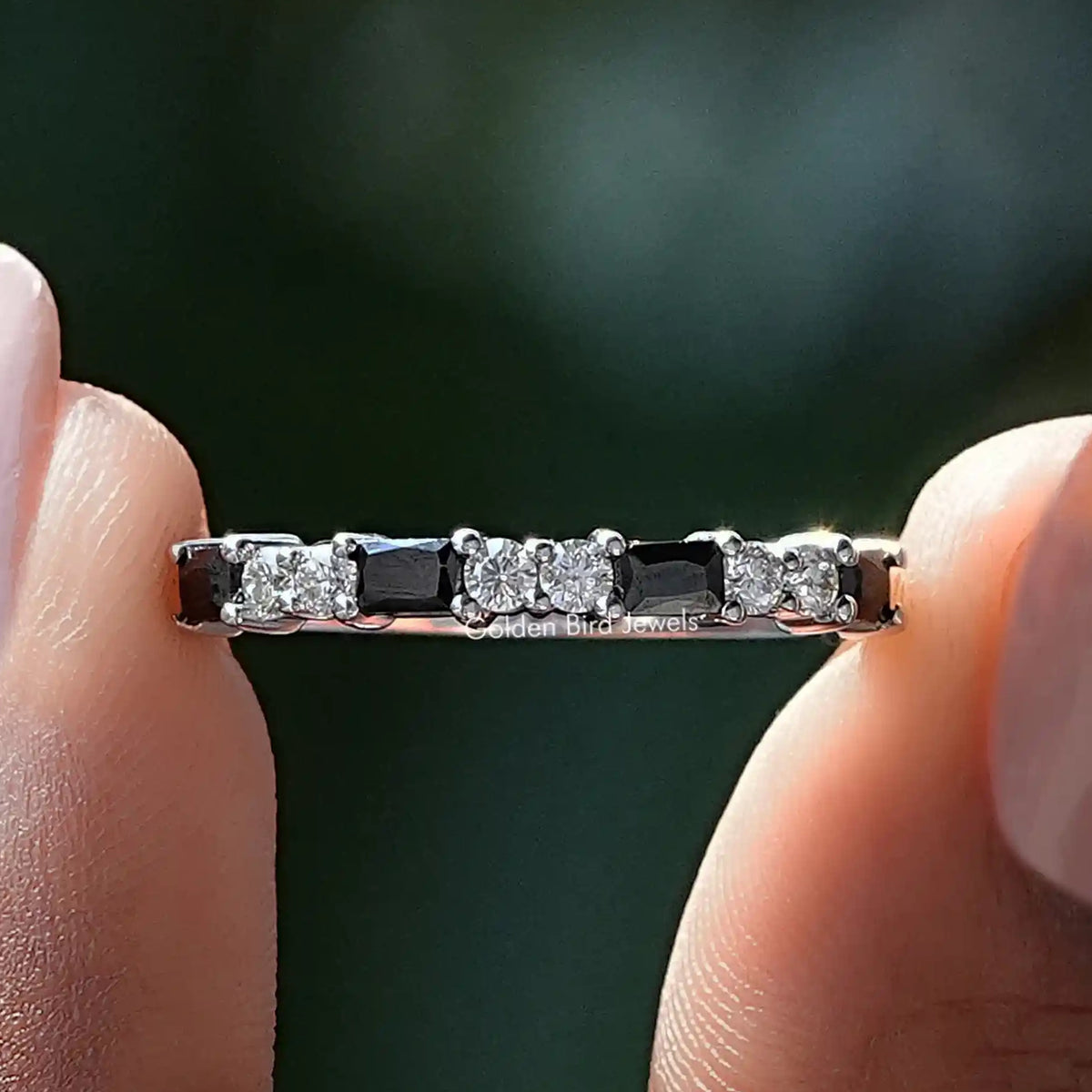 Moissanite Baguette Cut Eternity Wedding Band