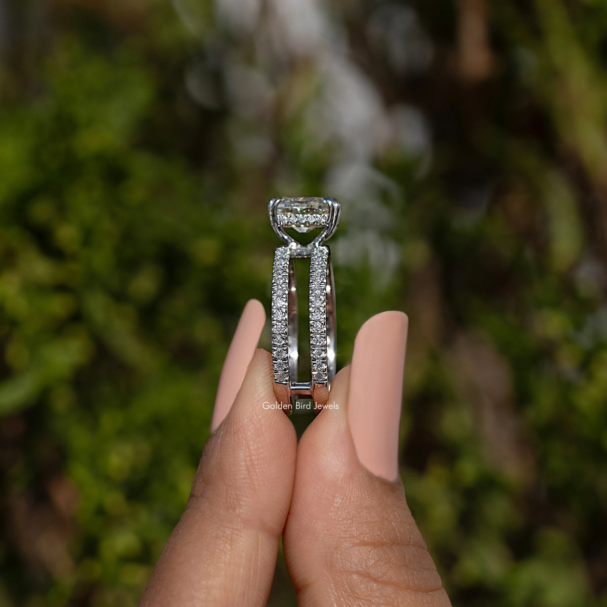 Irregular Old Mine Cushion Cut Moissanite Ring