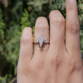 Colorless Kite Cut Moissanite Bezel Set Ring