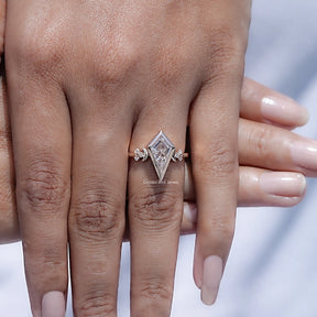 Colorless Kite Cut Moissanite Bezel Set Ring