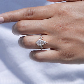 Colorless Kite Cut Moissanite Bezel Set Ring