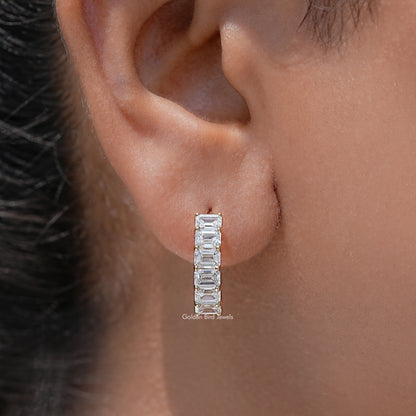 Emerald Cut Lab Diamond Hoop & Huggie Earrings