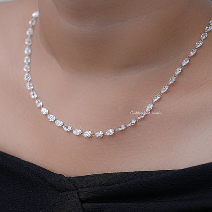 Pear Cut Lab Grown Diamond Link Tennis Necklace