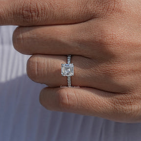 Asscher Cut Accent Lab Diamond Ring