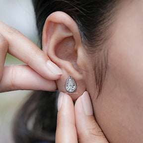 Pear Shaped Lab Diamond Bezel Set Stud Earrings
