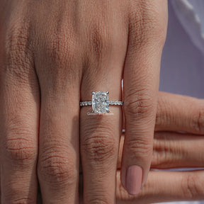 Lab Diamond Cushion Hidden Halo Engagement Ring