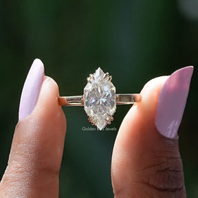 Lab Diamond Dutch Marquise Cut Hidden Halo Ring