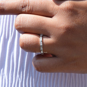 View of Lab Diamond East West Baguette Wedding Band In White Gold
