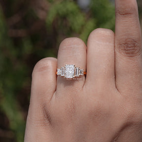Radiant And Baguette Lab Diamond Five Stone Ring