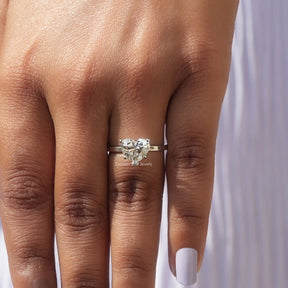 Detailed View Of Heart Cut Diamond Engagement Ring In White Gold