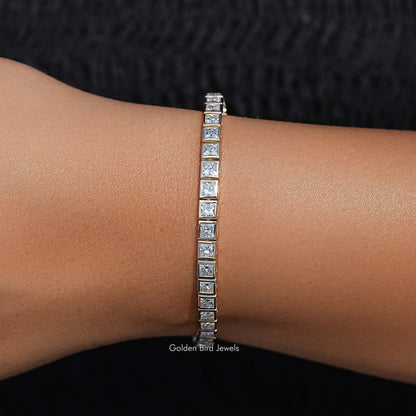 front View of Princess Lab Diamond Tennis Bracelet
