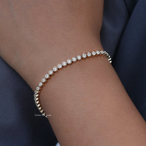 Side View Of Lab Grown Round Cut Tennis Bracelet