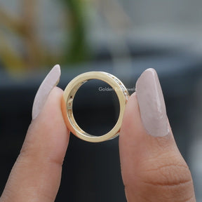 Lab Diamond Round Cut Half Channel Set Wedding Band