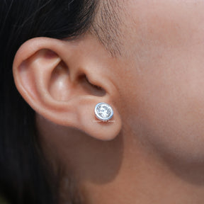 Lab Diamond Round Cut Bezel Set Stud Earrings