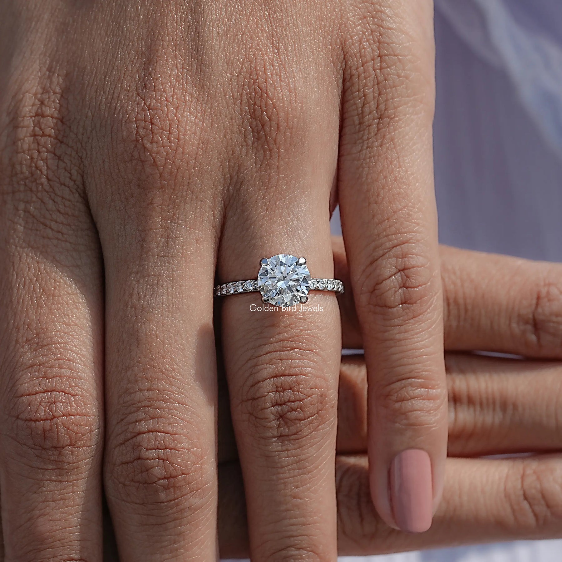 Round Shaped Lab Diamond Hidden Halo Ring