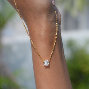 [Lab Grown Square Old Mine Cushion Pendant]-[Golden Bird Jewels]
