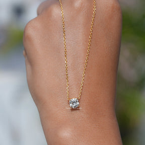 [Lab Diamond Cushion Cut Solitaire Pendant]-[Golden Bird Jewels]