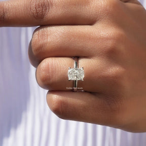 Close-Up View of Cushion Cut Diamond Solitaire Engagement Ring In White Gold