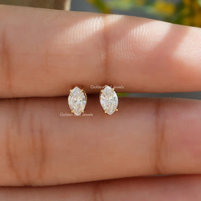 [Lab grown diamond marquise cut stud earrings]-[Golden Bird Jewels]