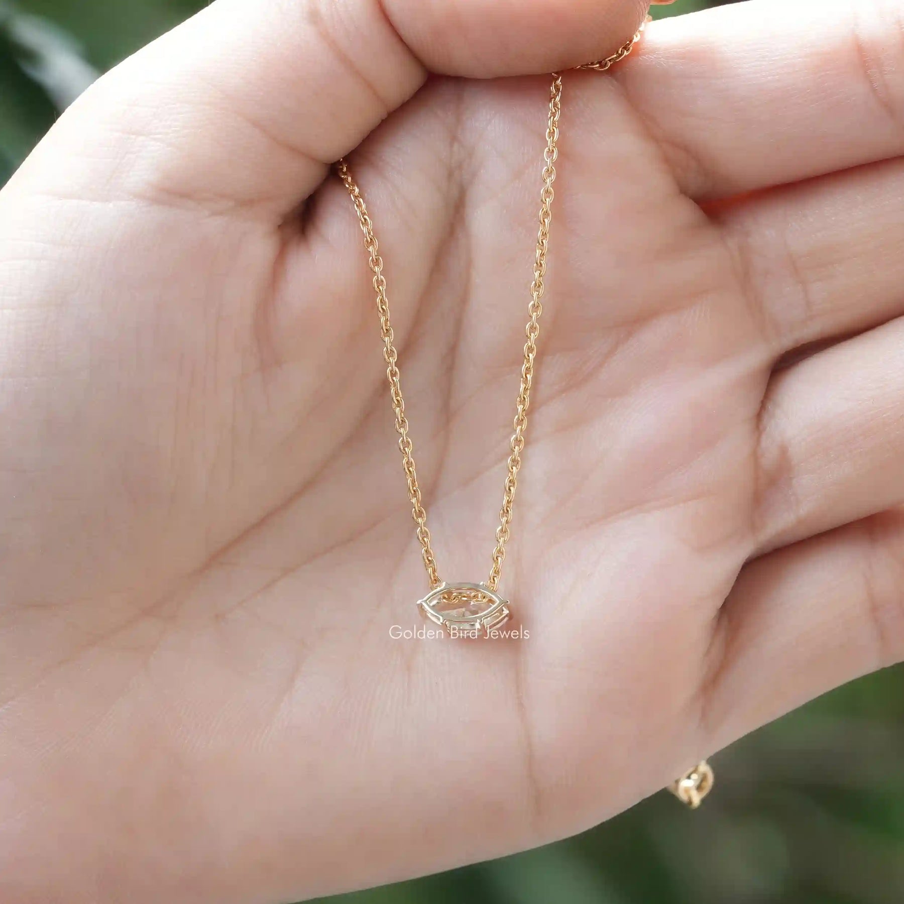 [Back view of lab grown diamond pendant]-[Golden Bird Jewels]