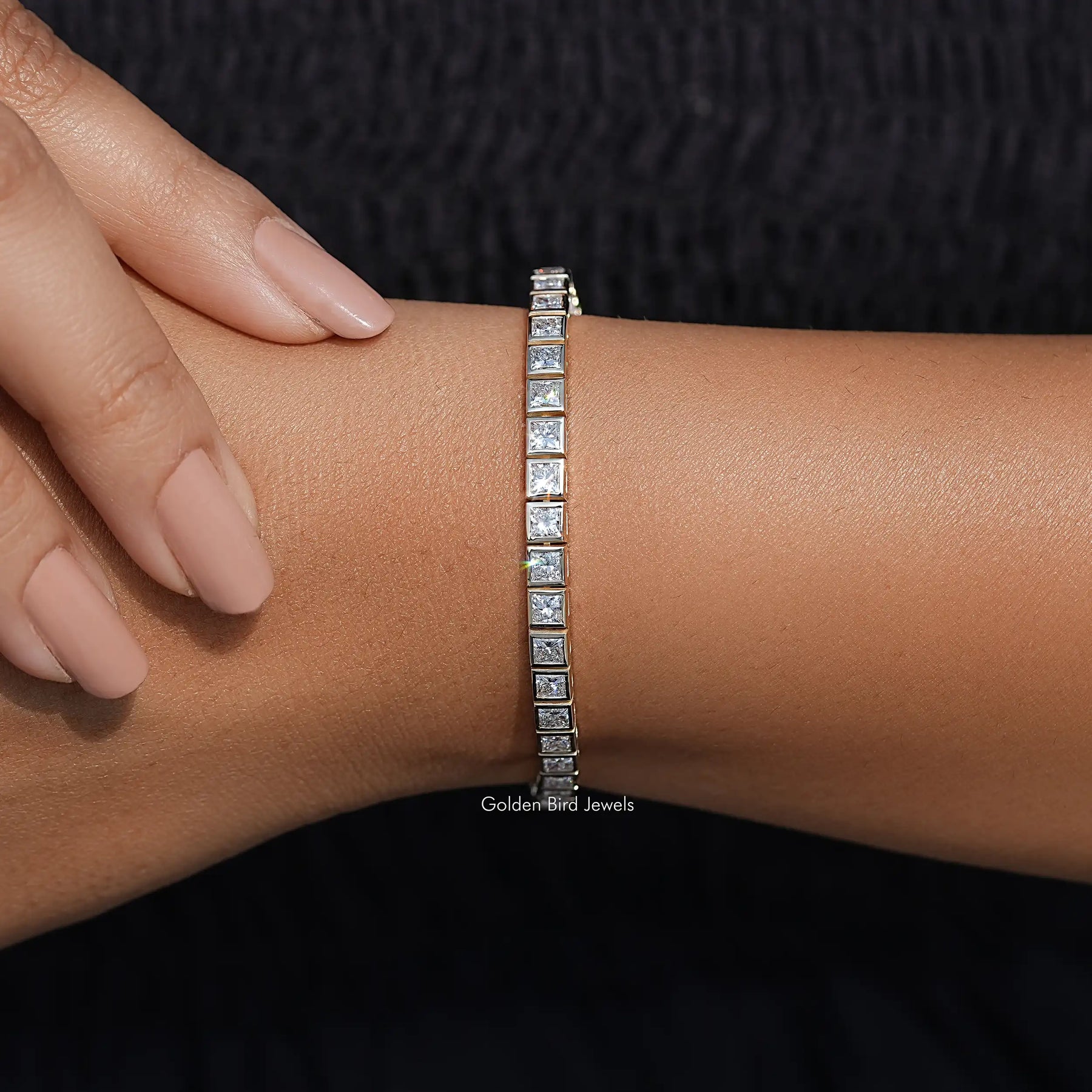 Lab Diamond Princess Cut Tennis Bracelet