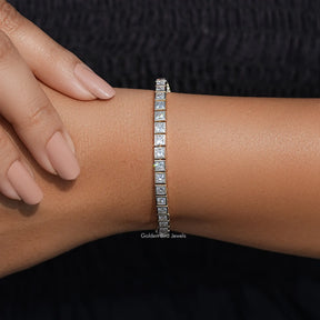 Lab Diamond Princess Cut Tennis Bracelet