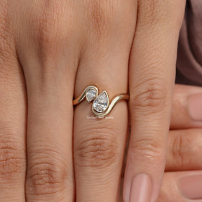 2 Stone Pear Cut Lab Diamond Toi Et Moi Ring