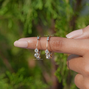 View Of Round Diamond Bezel Set Hoop Earrings In Yellow Gold