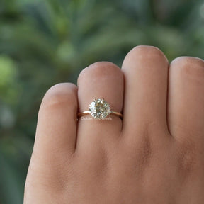 View of Round Solitaire Moissanite Engagement Ring In Finger