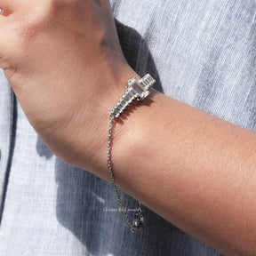 In front view of moissanite round Shape Bracelet