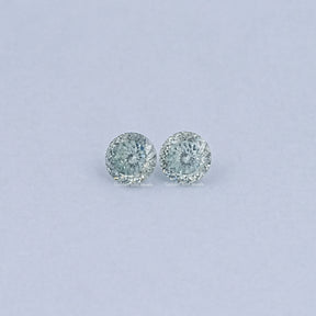 Blue Green Portuguese Cut Round Loose Moissanite Pair