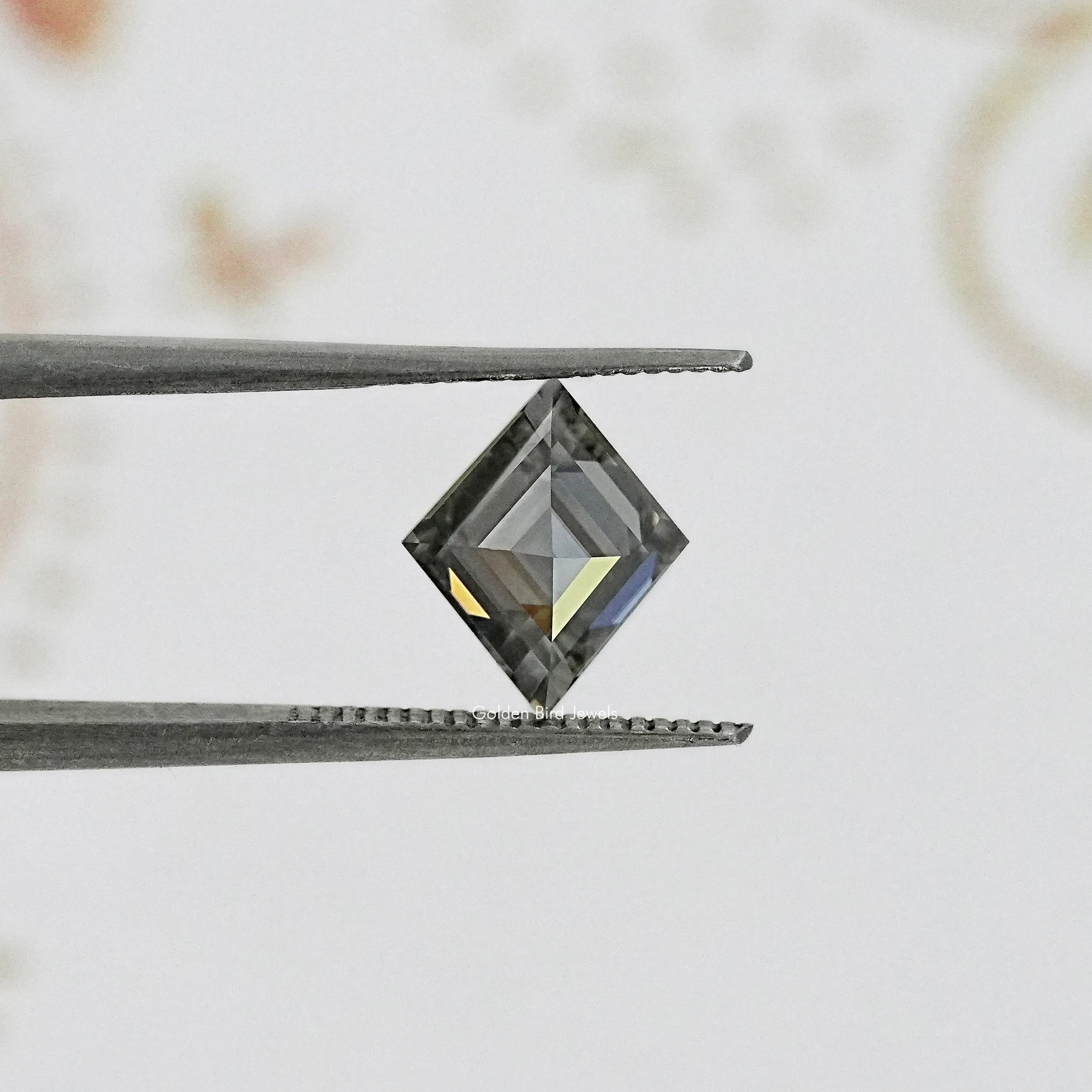 Gray Lozenge Cut Moissanite Stone