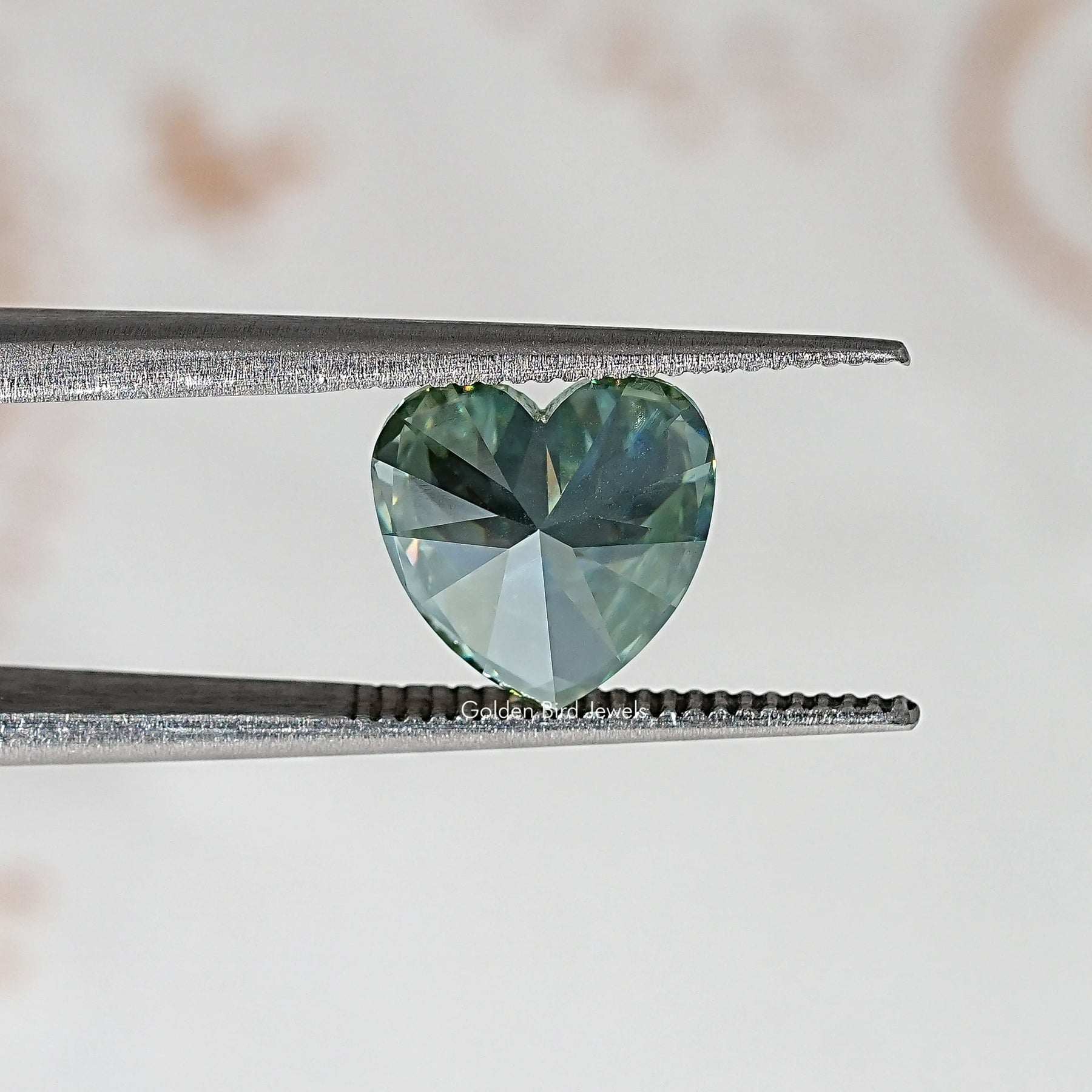 Blue Green Heart Loose Moissanite