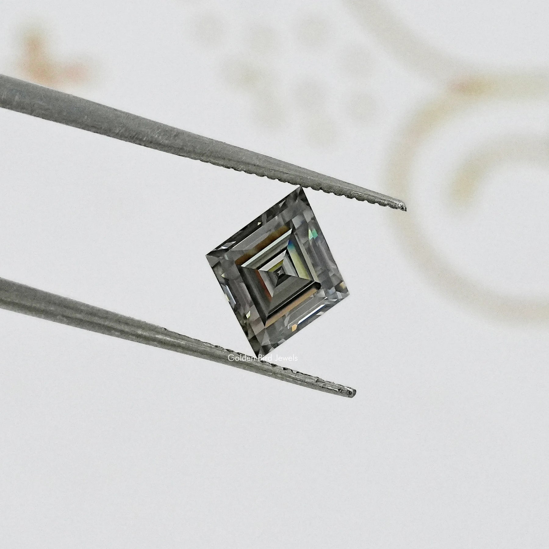 Gray Lozenge Cut Moissanite Stone