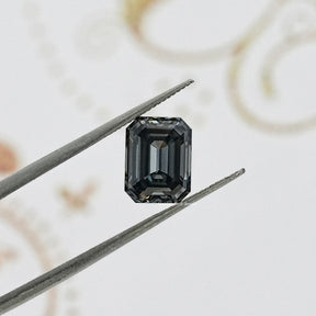 Gray Emerald Cut Loose Moissanite