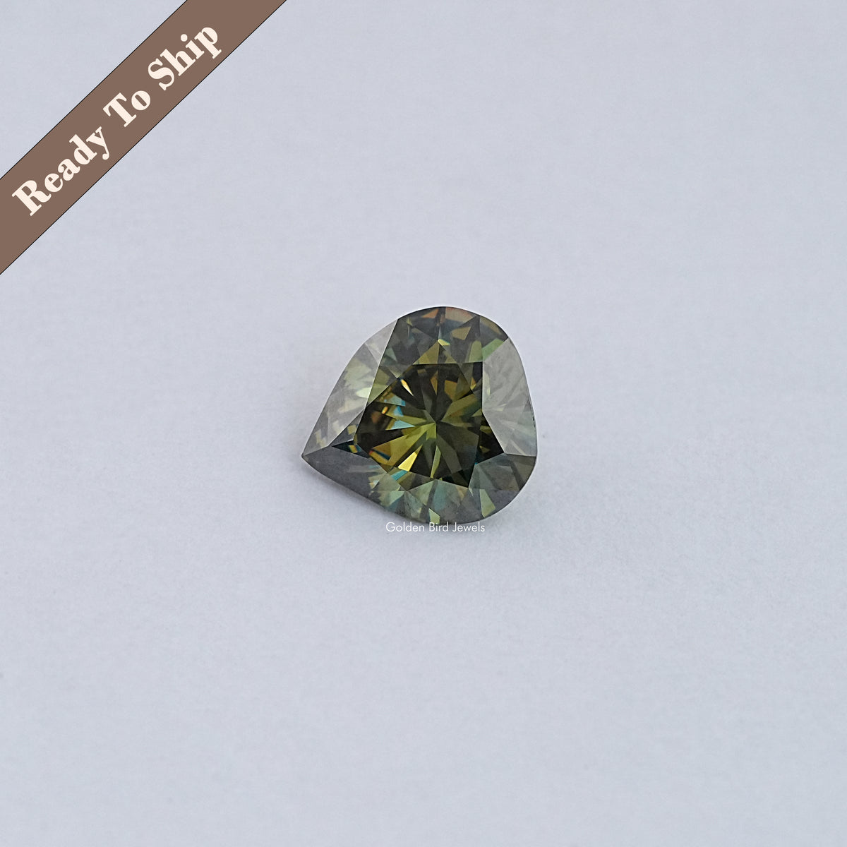 Dark Green Pear Cut Moissanite Loose Stone